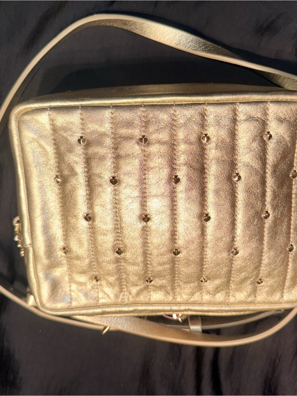 kate spade Metallic Gold Quilted Heart-Stud Crossbody